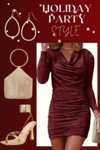 Holiday Party Style-Red and Golld Bodycon Dress